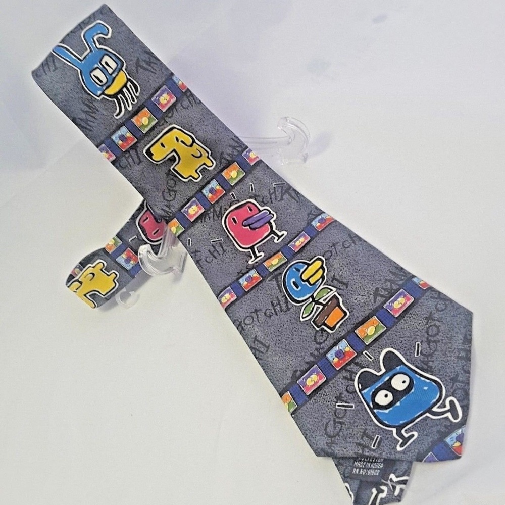 60" Tamagotchi Neck Tie, Vintage 1997, multicolor